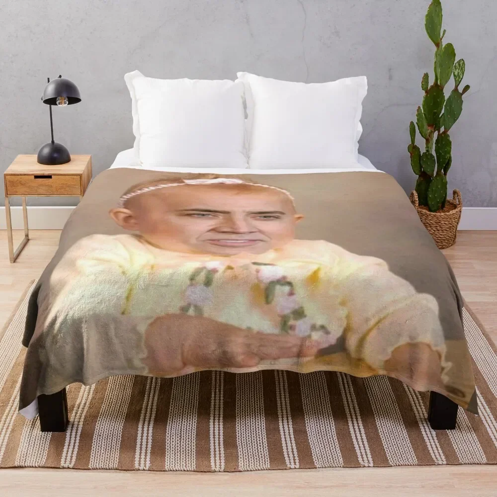 

cute nicolas cage baby girl Throw Blanket warm winter For Decorative Sofa Custom Blankets