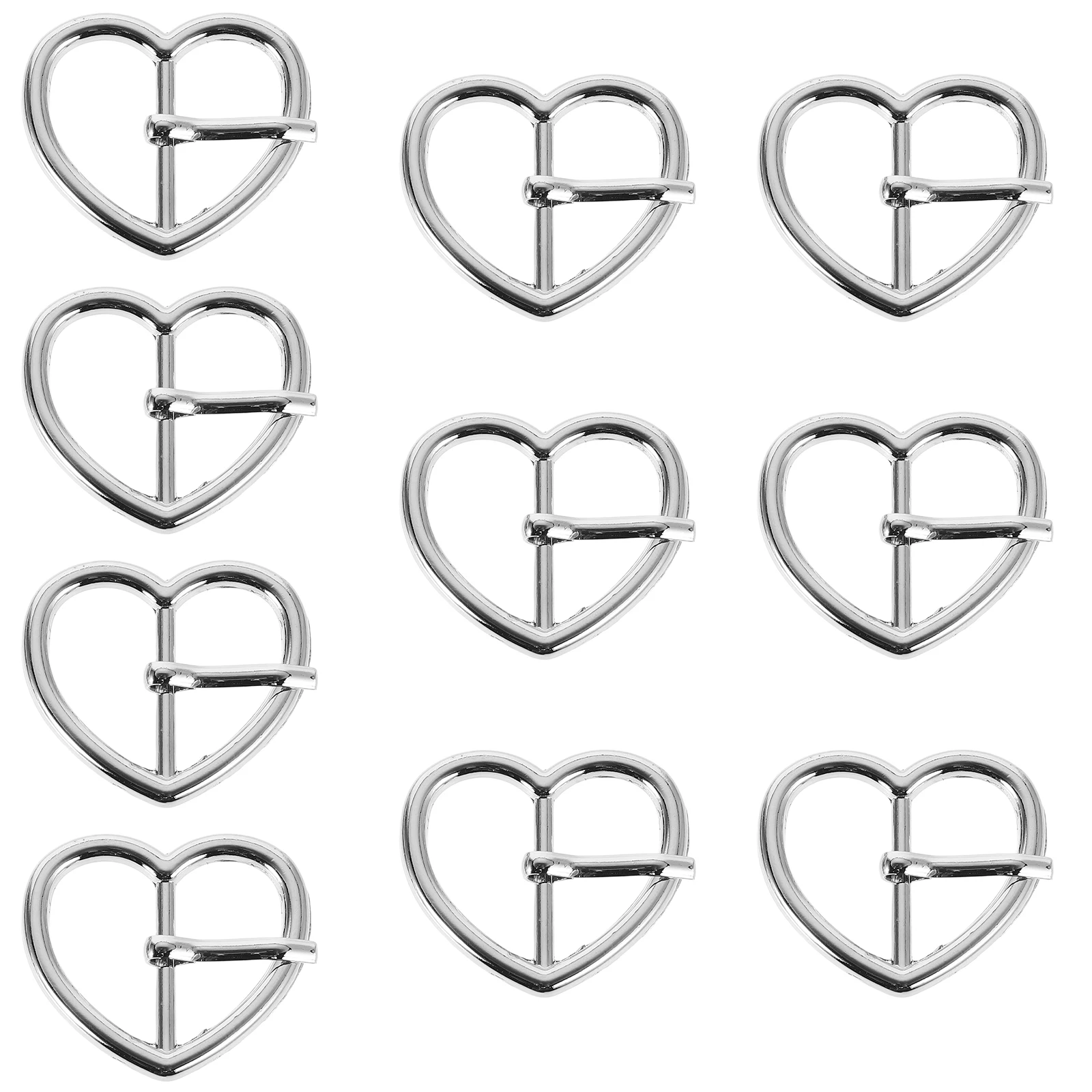 10 pçs em forma de coração fivela de cintura liga coração fivela de cinto único pino fivelas de cinto decorativo para uso formal casual