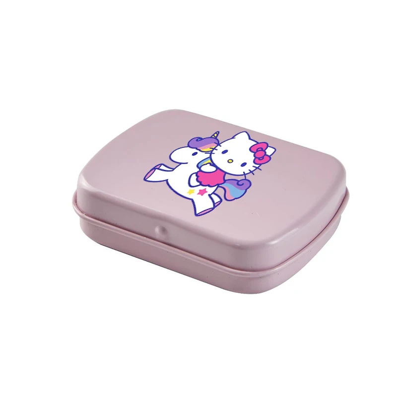 New Sanrios Hello Kitty Mini Iron Box Anime Kuromi My Melody Cinnamoroll Pink Desktop Storage Case Candy Ring Container Gift Toy