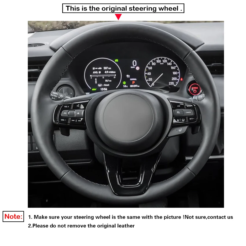 Black Faux Suede Car Steering Wheel Cover for Honda HR-V HRV 2021-2023