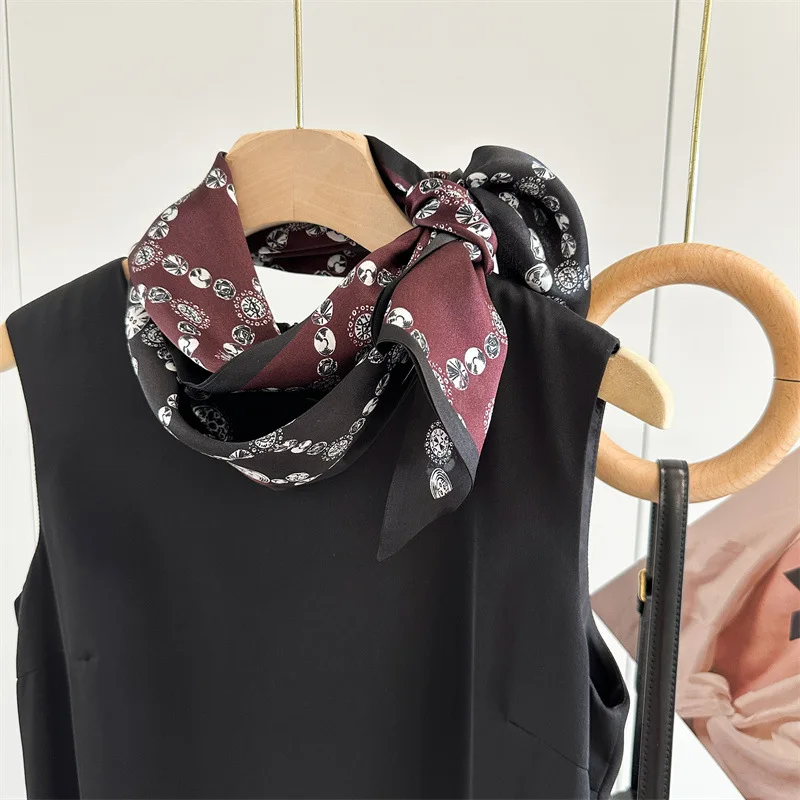 Jewelry Print 100% Silk Neck Head Hair Scarves Wraps Long Silk Scarf Neckerchief Double Layer 150x16cm