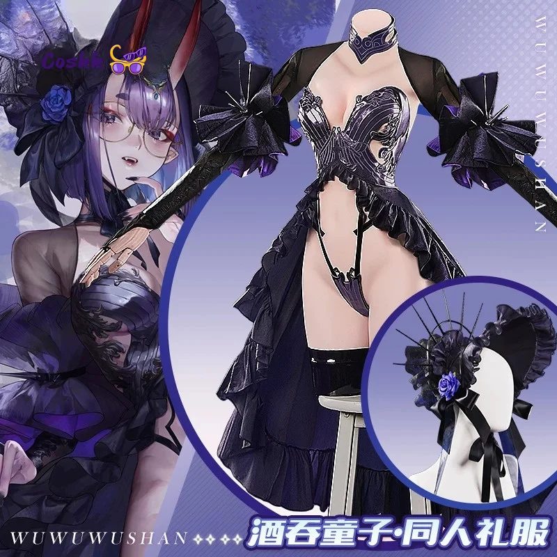 Nuevo disfraz de Shuten Douji para mujer, disfraz de juego Fate/Grand Order, disfraz de Halloween y Navidad, vestido negro sexy con accesorios de sombrero