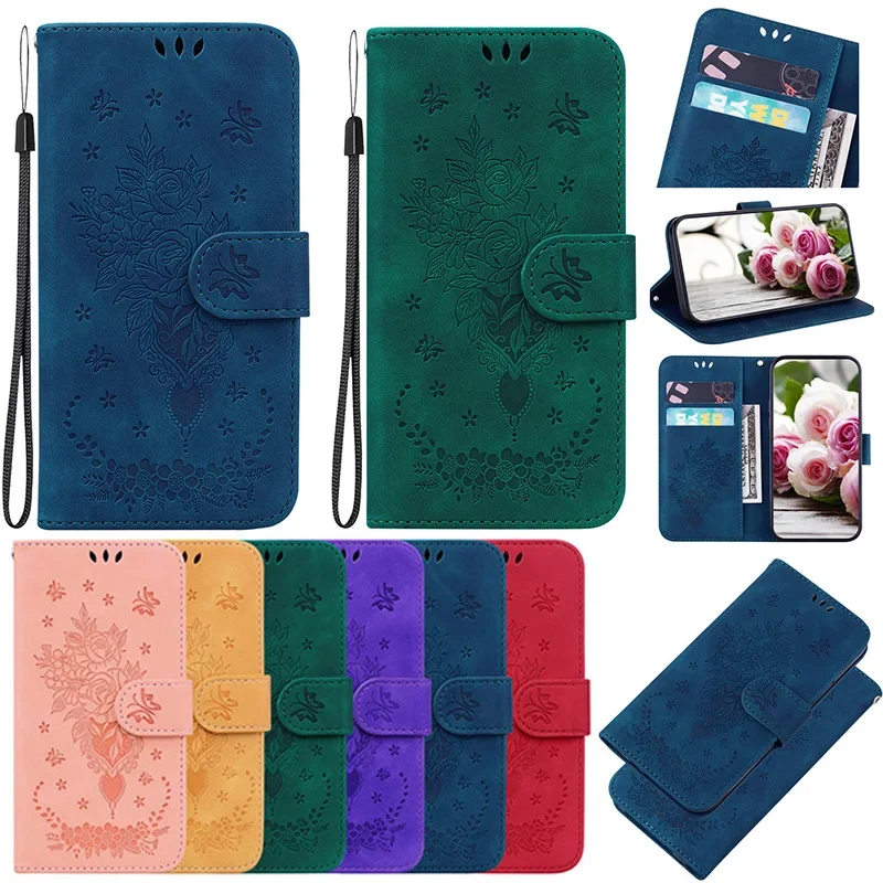 

Butterfly Rose Pattern Wallet Flap For Huawei Honor X9B X8B x7b x6a X6A X7A X8A X5 X7 X8 X9 5G x5 Plus Stand Wallet Phone Cover