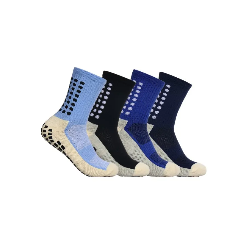 Chaussettes de football en silicone, 4 paires, semelle coordonnante, absorbant la transpiration et respirante