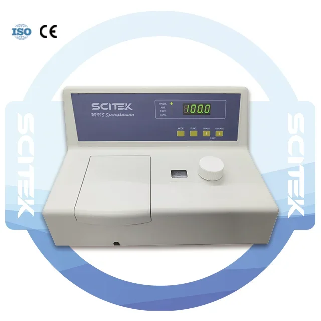 

SCITEK UV-VIS Spectrophotometer 190-1100nm Spectrophotometer with Deuterium lamp, tungsten lamp