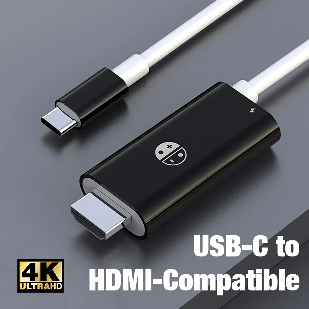 

Кабель типа C-HDMI 4K 30 Гц для коммутатора с зарядкой 1080P PD 100 Вт, совместимый с кабелем-конвертером для ноутбука и мобильного телефона