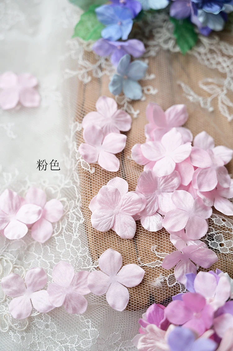 Handgefertigte 3D-geprägte Satin-Hortensienblütenblätter, Hochzeitskleid, Kopfschmuck, Designer-Accessoires, Babykleidung, Blumen, 2,9 cm – Detail 20