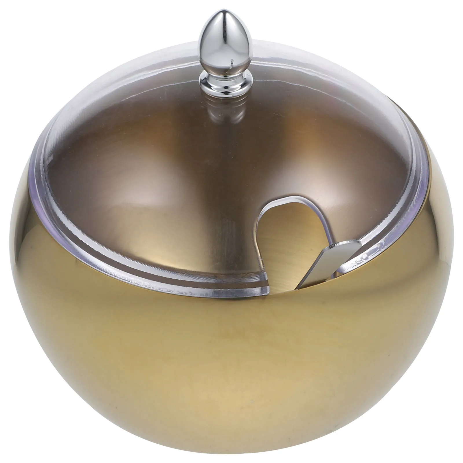 

1Set Golden Stainless Steel Seasoning Jar with Lid Oblique Mouth Design Multi-Use Condiment Container for Kitchen Hotel Cafe