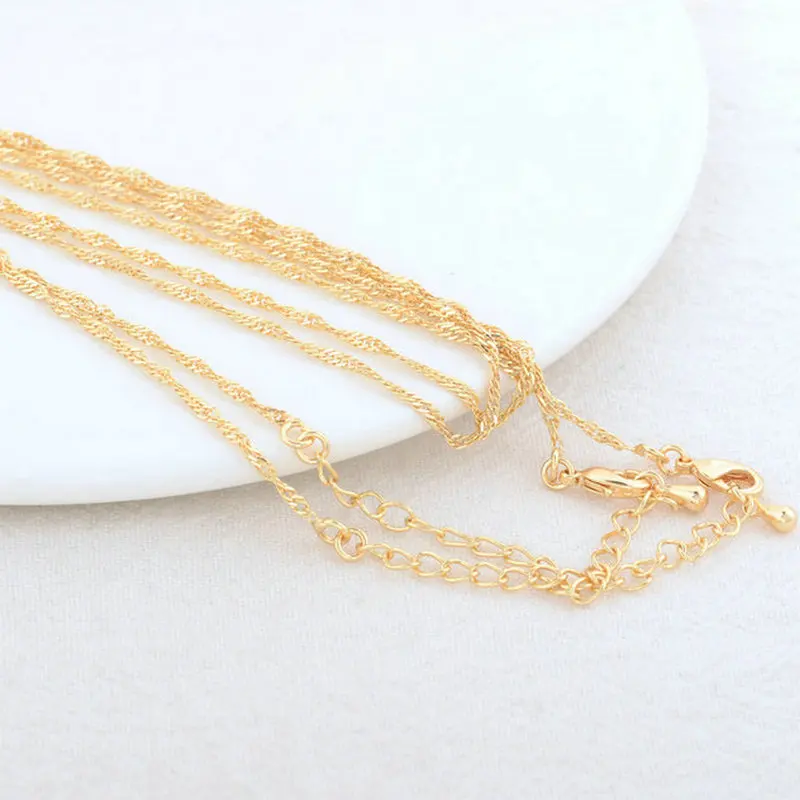 

2PCS Full Length 45CM 14K Gold Color Brass Necklaces Finished Chains Jewelry Making Supplies Diy Findings Accessories