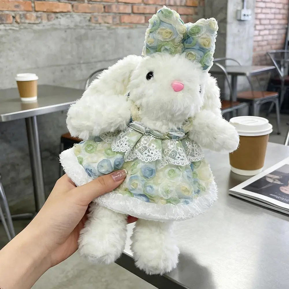 

Fuzzy Rabbit Doll Cute Kawaii Stuffed Plush Toy Wearing Skirt Rabbit Doll For Girl's Birthday Gift Soft Sofa Room Decor Cushion