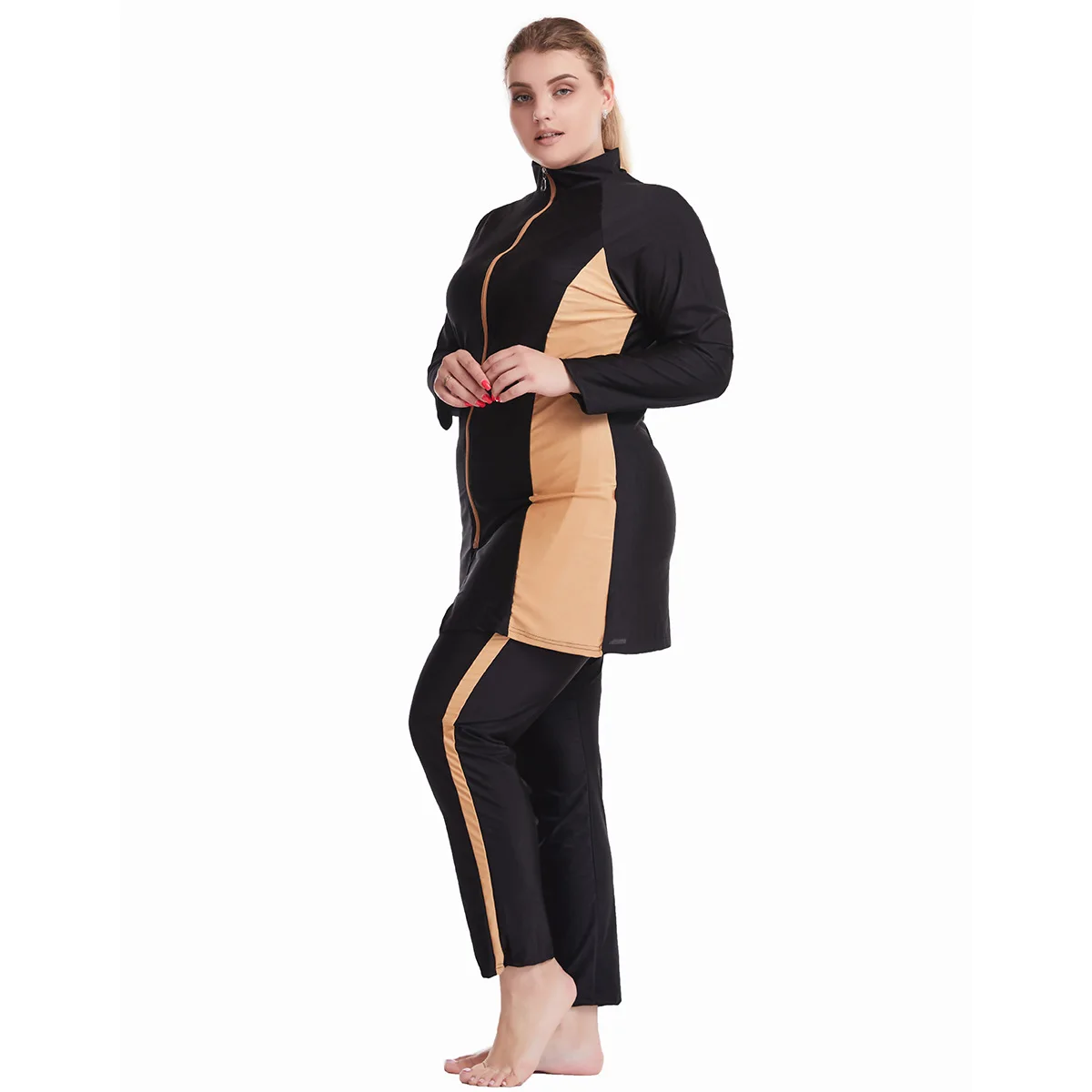 Imagem -02 - Cobertura Completa Muçulmano Hijab Maiôs Cardigan e Leggings Roupa de Banho Islâmico Natação Beachwear Burkinis Tamanho Grande Xl6xl Pcs