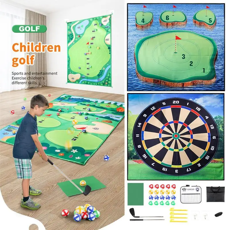 Golf Game Mat Indoor Outdoor Games for Adults Kids Outdoor Play Equipment Stick Chip Game Golf Set Backyard Games Outdoor Toys