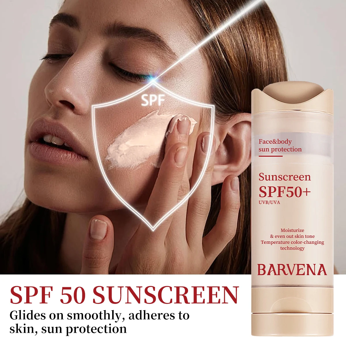 Facial Sunscreen Lotion with Temperature-Changing Effect, Long-Lasting Color Development and No Makeup Removal