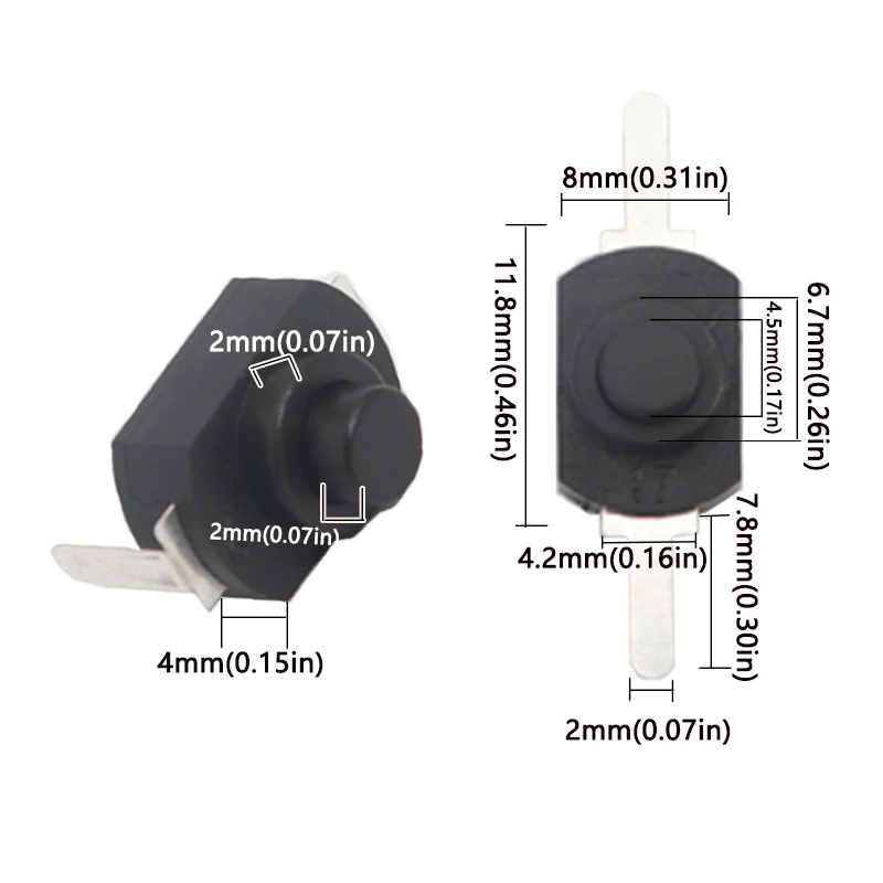 전기 토치용 미니 푸시 단추 스위치, 1208YD 자동 잠금, 12*8mm DC 30V 1A 온오프, 50-10 개