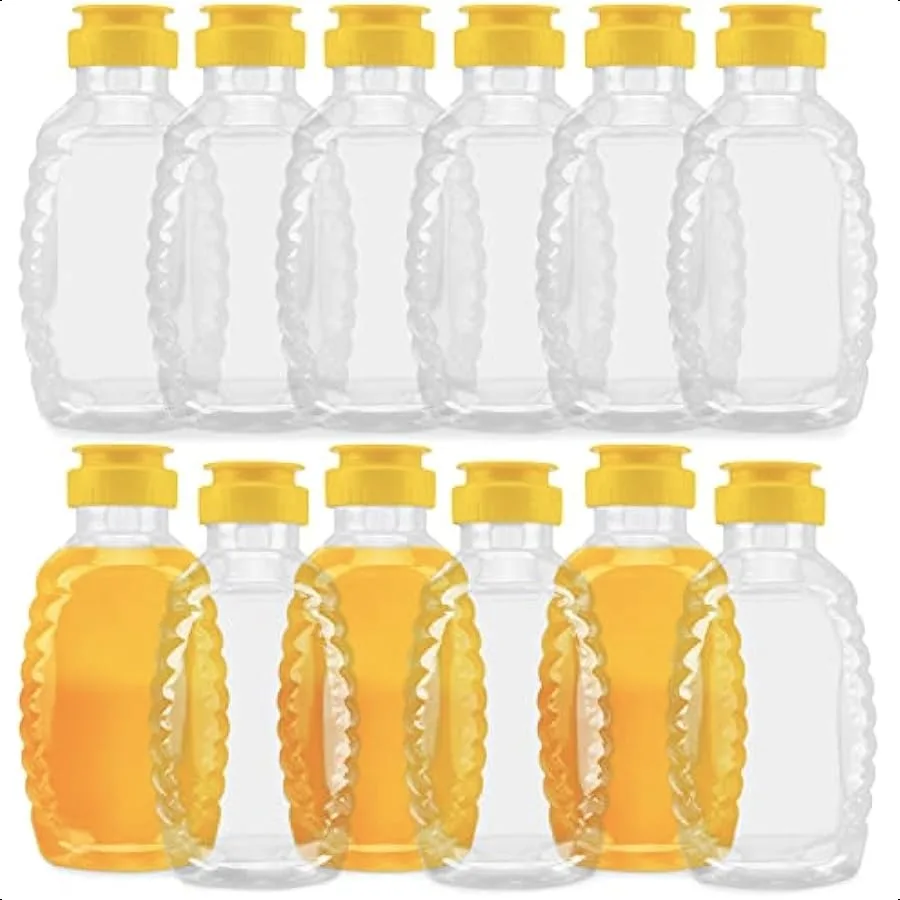 

Lainrrew Honey Jars 12 Pcs Plastic Honey Bottles Clear Empty Honey Containers Honey Dispenser Squeeze Honey Bottle with Leak Pr