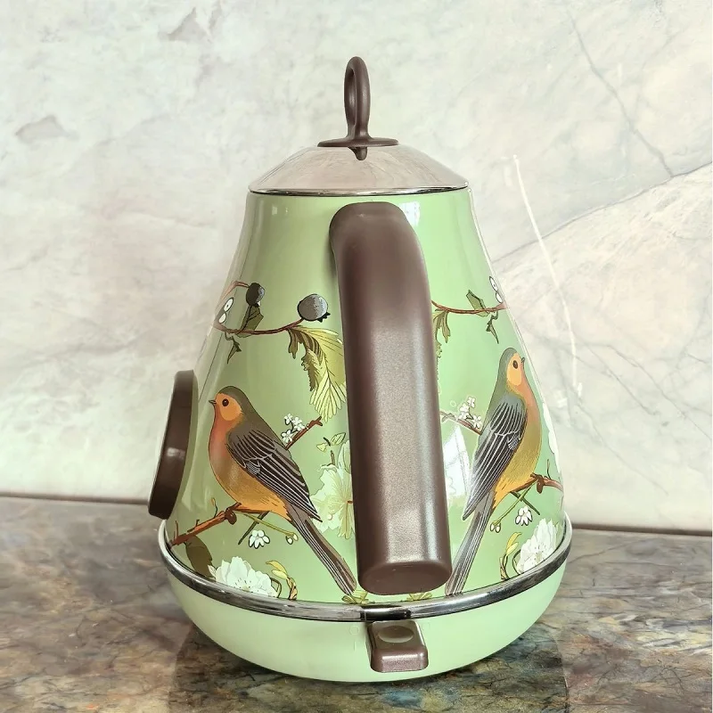 1.7L Retro Pink Floral Electric Kettle 1850W 304 Stainless Steel Temperature Control Boiling Teapot With Keep Warm Function view 4
