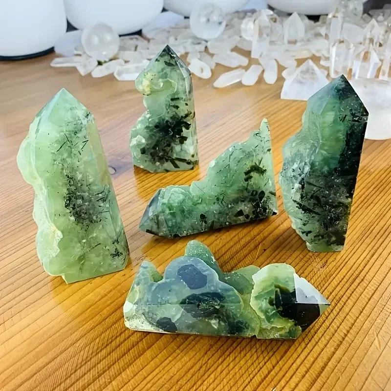 

1pc Natural Prehnite Stele, Mineral Specimen, Crystal Collection, Perfect for Desktop Decoration and Home Decoration, Perfect Cr