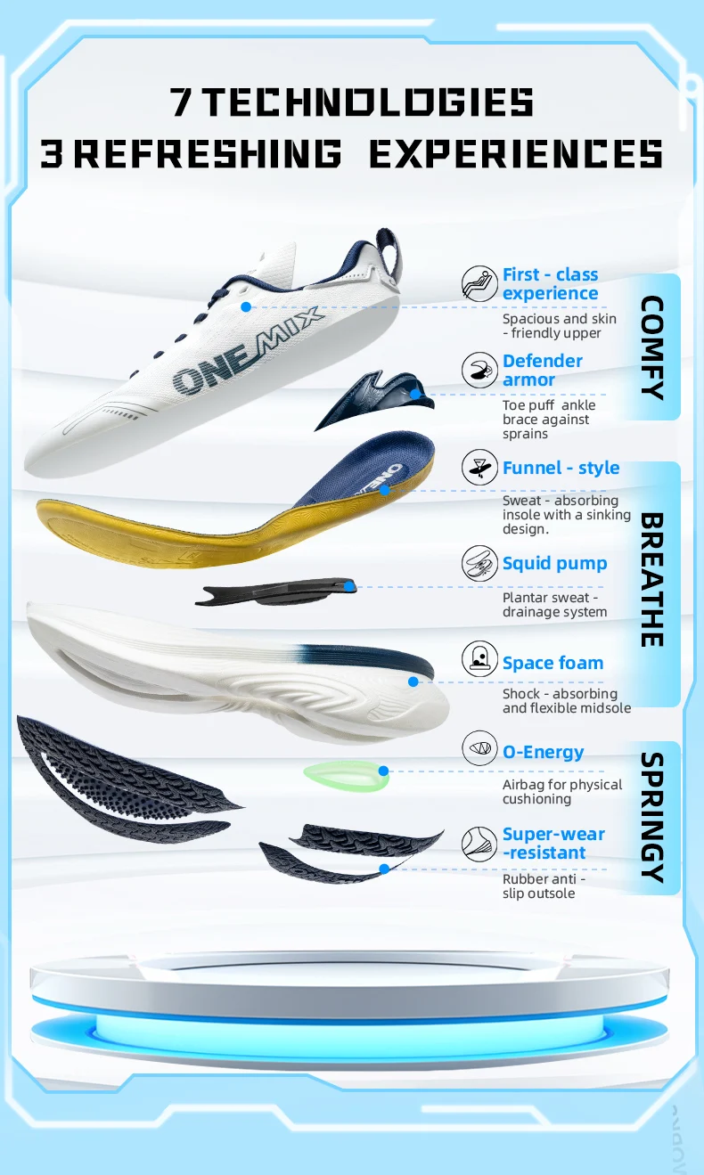 ONEMIX New Shock-Absorbing and Wear-Resistant Man Running Shoes Fashionable Fitness Women Sports Shoes Lightweight Road Shoes