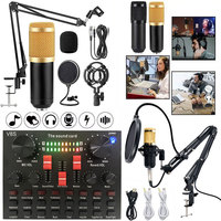 BM800 XlR Microphone Articulated Arm V8 Live Sound Card Podcast BM 800 Condenser Professional Studio Record Equipment Soundcard