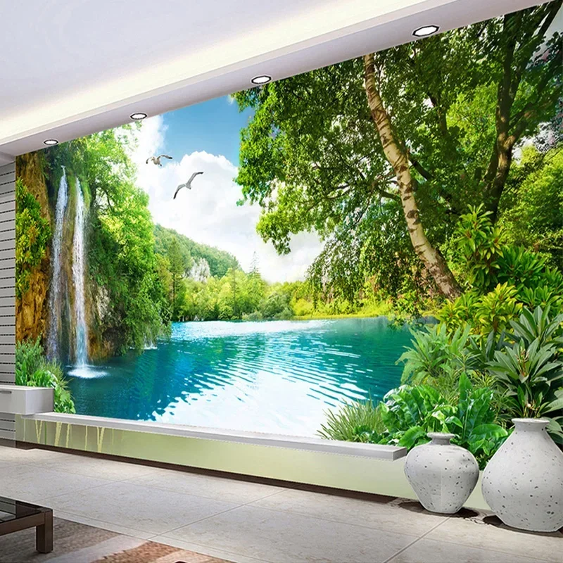 Waterfalls Landscape Photo Mural Wallpaper Living Room TV Sofa Background Wall Paper For 3 D Walls Home Decor Papel De Parede