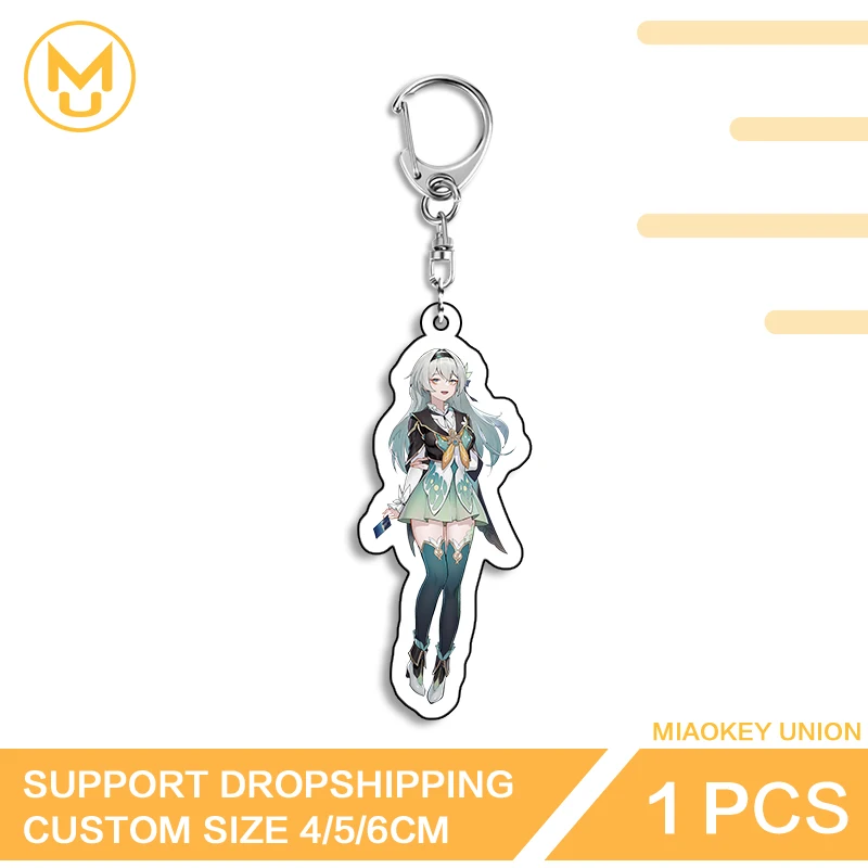 Firefly Honkai Star Rail Schlüsselanhänger Edelstahl Y2K Stahlkette Kawaii Waifu HD-Muster Anhänger Accessoires Ausgefallene Premium-Requisiten
