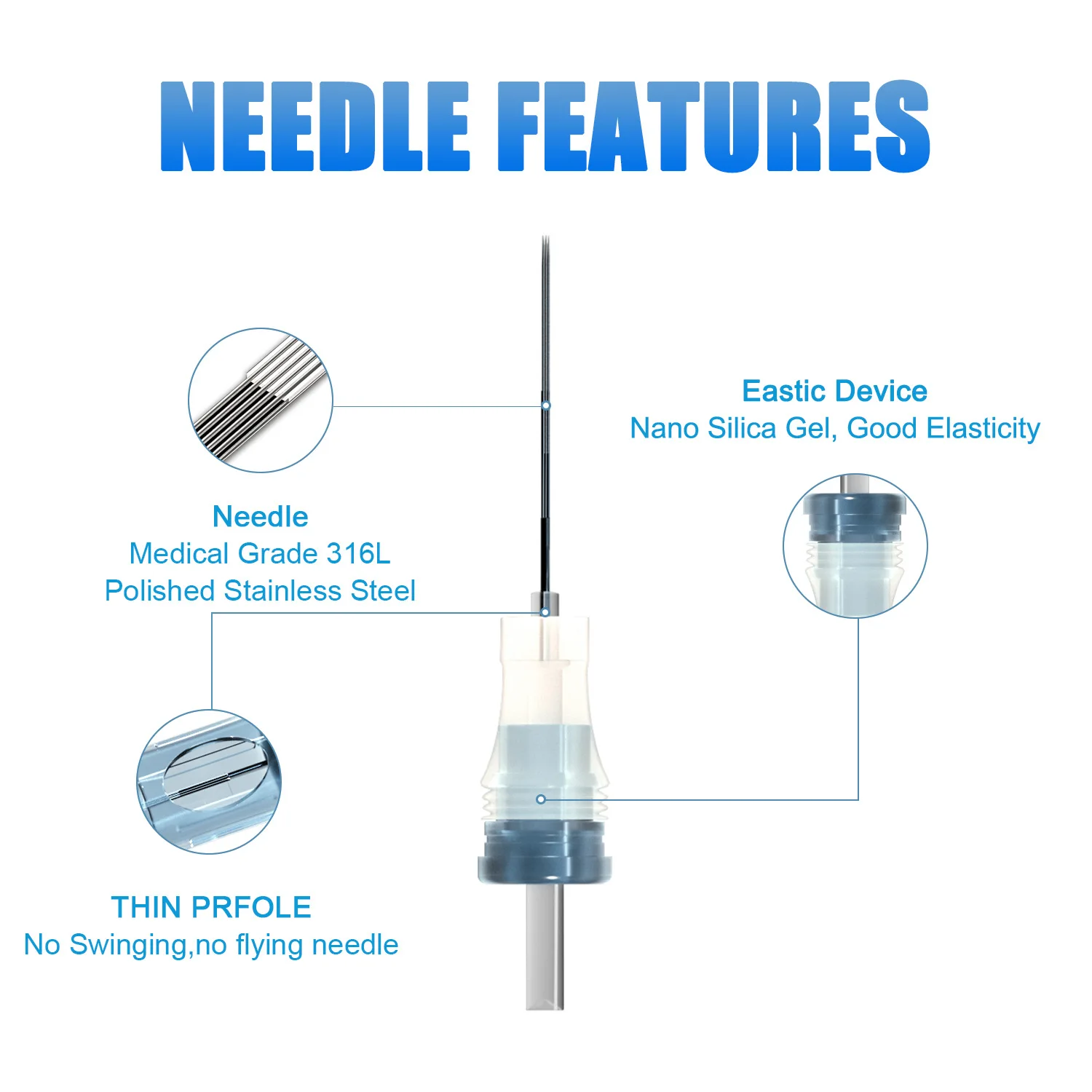 Tattoo Needle Series Integrated Short Needle, Tattoo Pen Machine, Agulha esterilizada descartável, 20 pcs