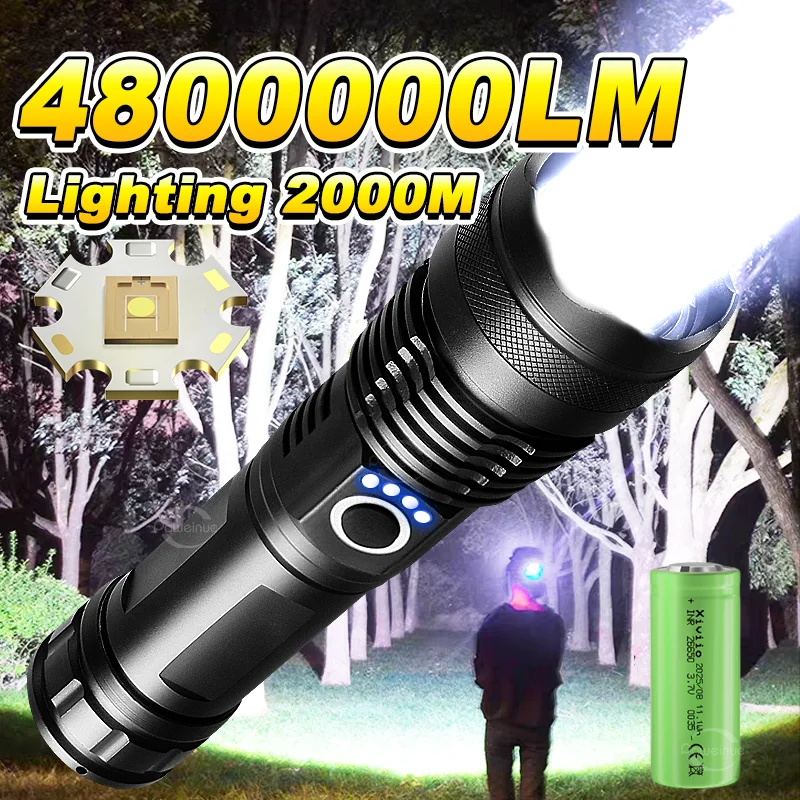 

Сверхъяркий белый лазерный фонарь 2026: Мощный светодиодный перезаряжаемый тактический фонарь для кемпинга и охоты с большим радиусом действия