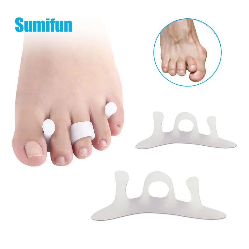 

2Pcs Toe Separator Bone Corrector Straightener Silicone Gel Foot Fingers Protector Bunion Adjuster Feet Massager Foot Care Tool