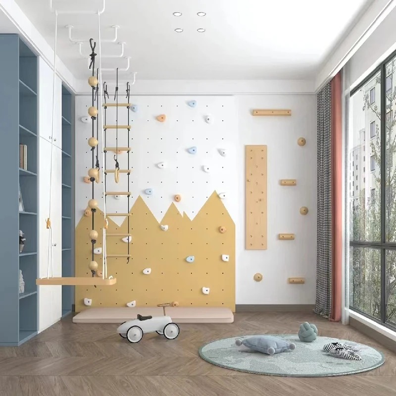 China Factory Indoor Kids Rock Climbing Wall Gym Cube with Monkey Bar Sensory Playroom for Fun Play Amusement Park