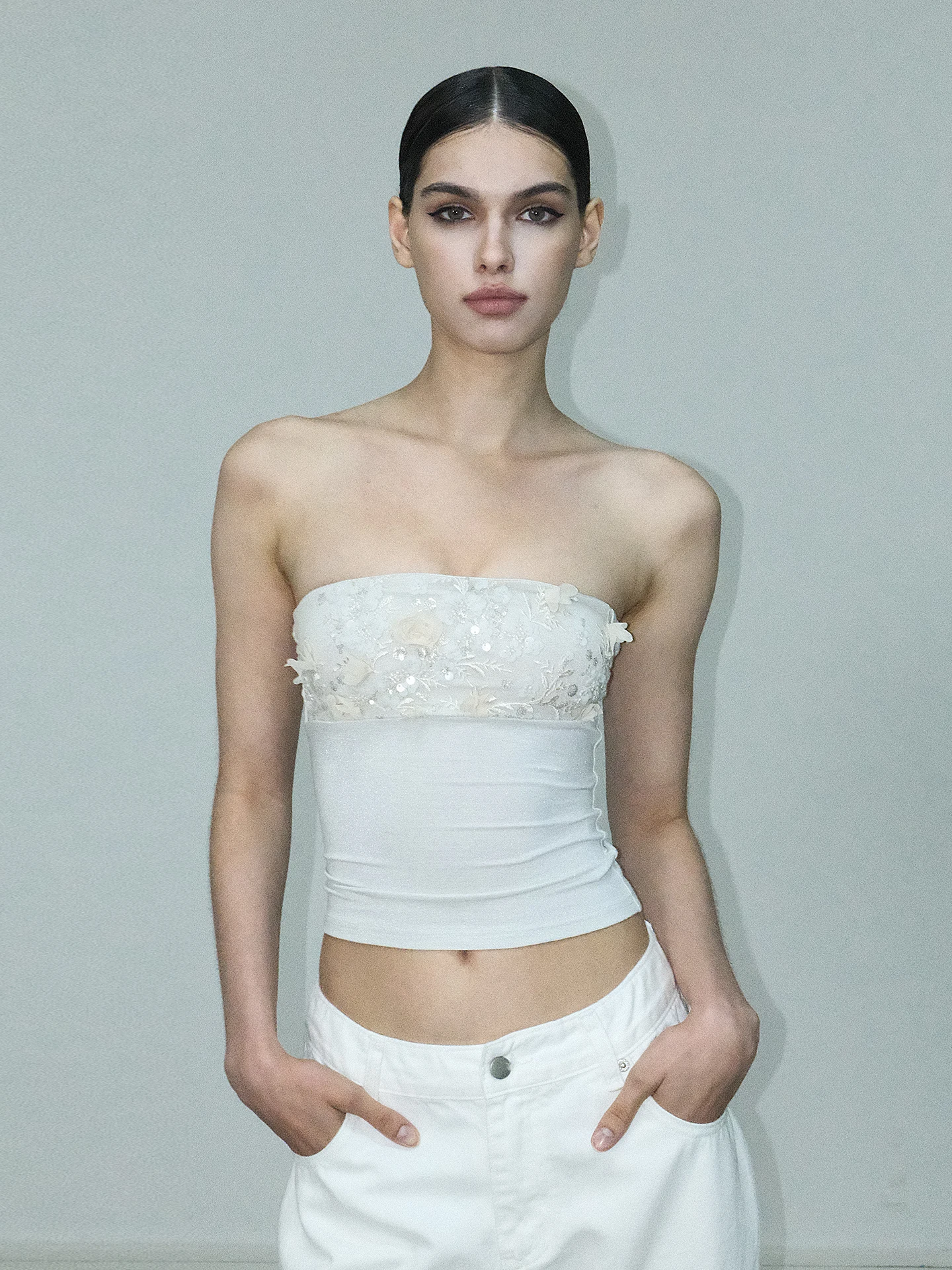 

Slimming Embroidered Sequin Me Paneling Tube Top Vest AE30 Saint n Sweet Sle ort Length Modal Fabric