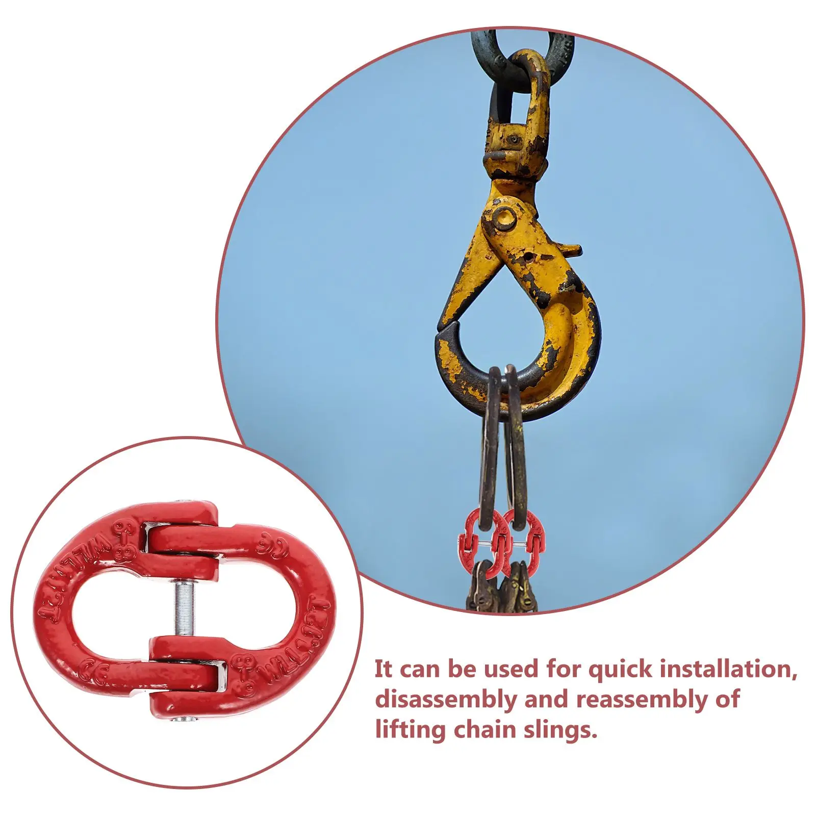 Lifting Connection Buckle Sling Crane Industrial Heavy Load Connector Chain Link Cable Duty Boat Trailer Safety Steel Lock