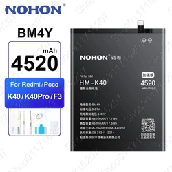 NOHON BM4Y 4420mAh Phone Battery for Xiaomi Poco F3 F4 F5 F6 X3 X5 X6 Redmi K40 K40Pro Lithium Polymer Batteries Bateria + Tools