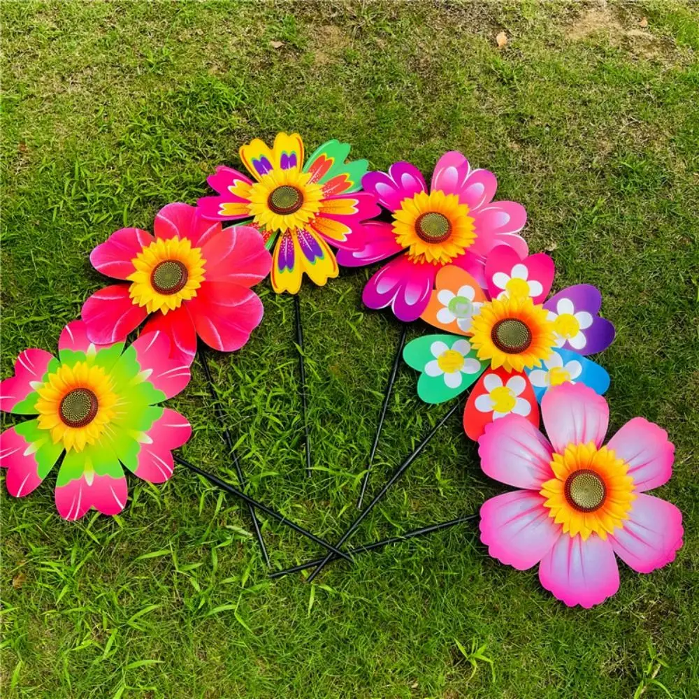 Multistyles Sunflower Windmill Liucai Wave Point Diameter 36cm Stake Standing Lawn Flower Pinwheel PVC Rotating Sunflower