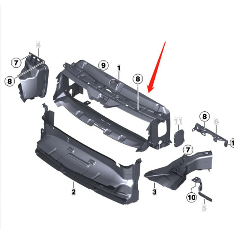 51747255413 Radiator Air Duct For BMW F30 F30N Radiator Frame, Air Guide Upward 413GC