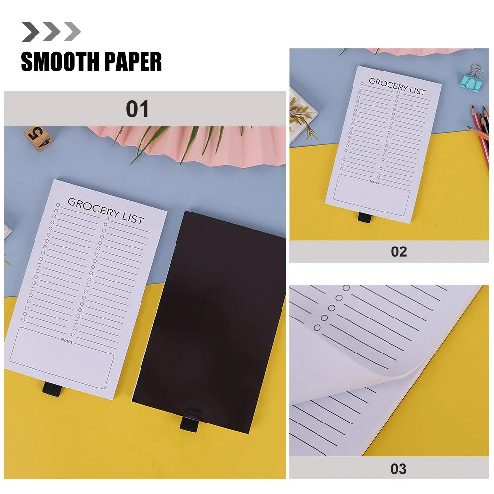 2Pcs Magnetic Shopping List Notepad for Fridge Smooth Paper Tear-Off Grocery List Pad Daily Planner Magnetic Notepad for Fridge