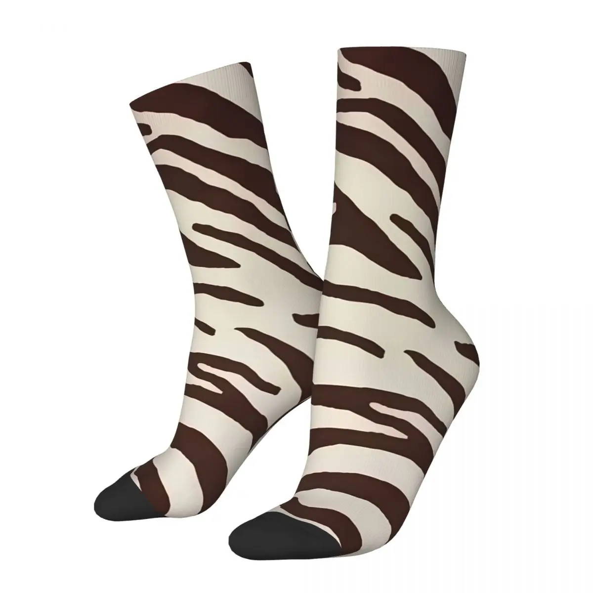 Brown Design Zebra Black White Pattern Texture Painting Socks Male Mens Women Spring Stockings Harajuku