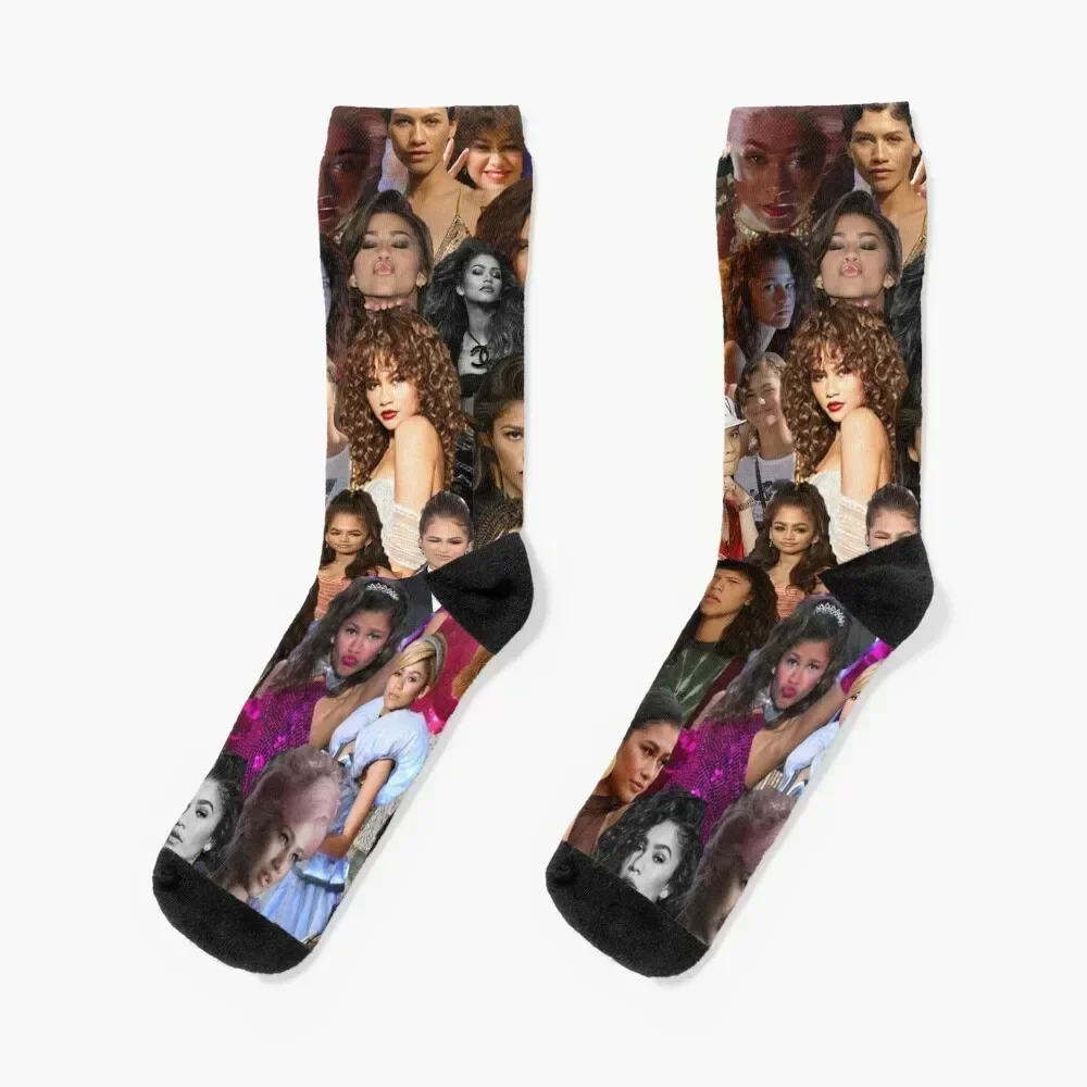 

Zendaya Collage Socks bright garter loose tennis Novelties Socks Female Men's
