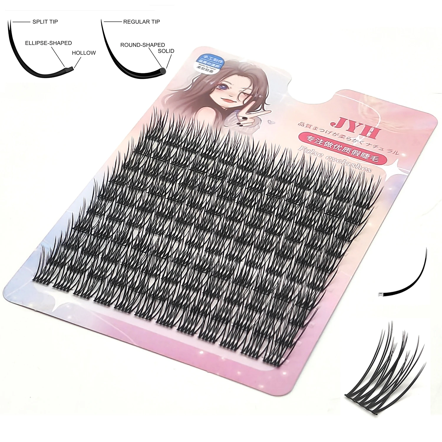 10/12/14/16mm C/D Curl Flat Eyelash Extensions Individual Soft Tips Light Split Double Tips Lash Extensions Wholesale