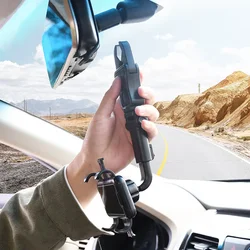 360 Degree Car Phone Support Easy Clip Mount Stand on Rearview Mirror Car Mobile Phone Flexible Holder Stand For iPhone 12Pro 13