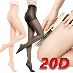 20D Ultra-thin Pantyhose Women Plus Size Tights Solid Color Breathable Sexy Stocking Elastic Invisible Nylon Pantyhose Female