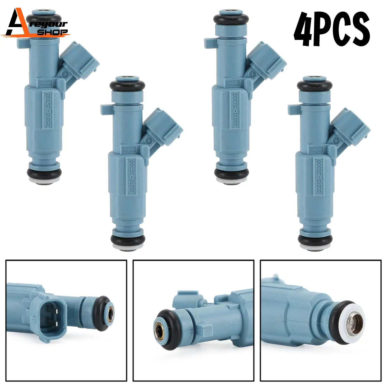 Areyourshop 4Pcs Fuel Injectors Fits For Hyundai Sonata Tucson For Kia Optima 2.4L L4 FJ1014 35310-2G300 L0421D447 Car Parts