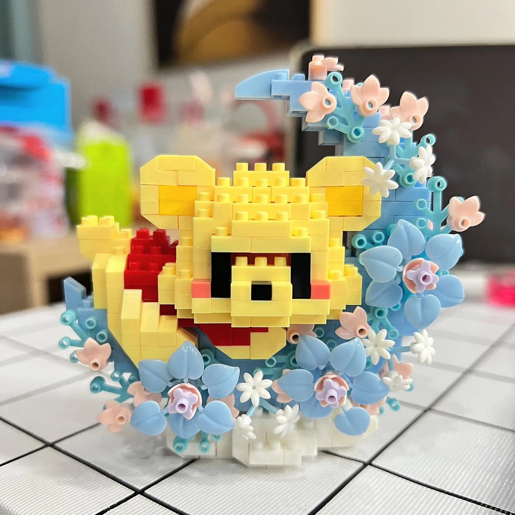 Cute Panda & Rabbit Blooming Flower Mini Blocks DIY Set - Cartoon Animal Model Toy Gift for Kids Adults