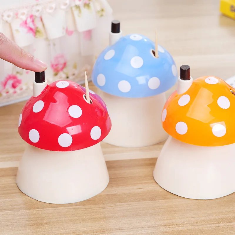 New Mushroom Toothpick Box Toothpick Container Toothpick Bottle Creative Cute Press Type Automatic Toothpick Box