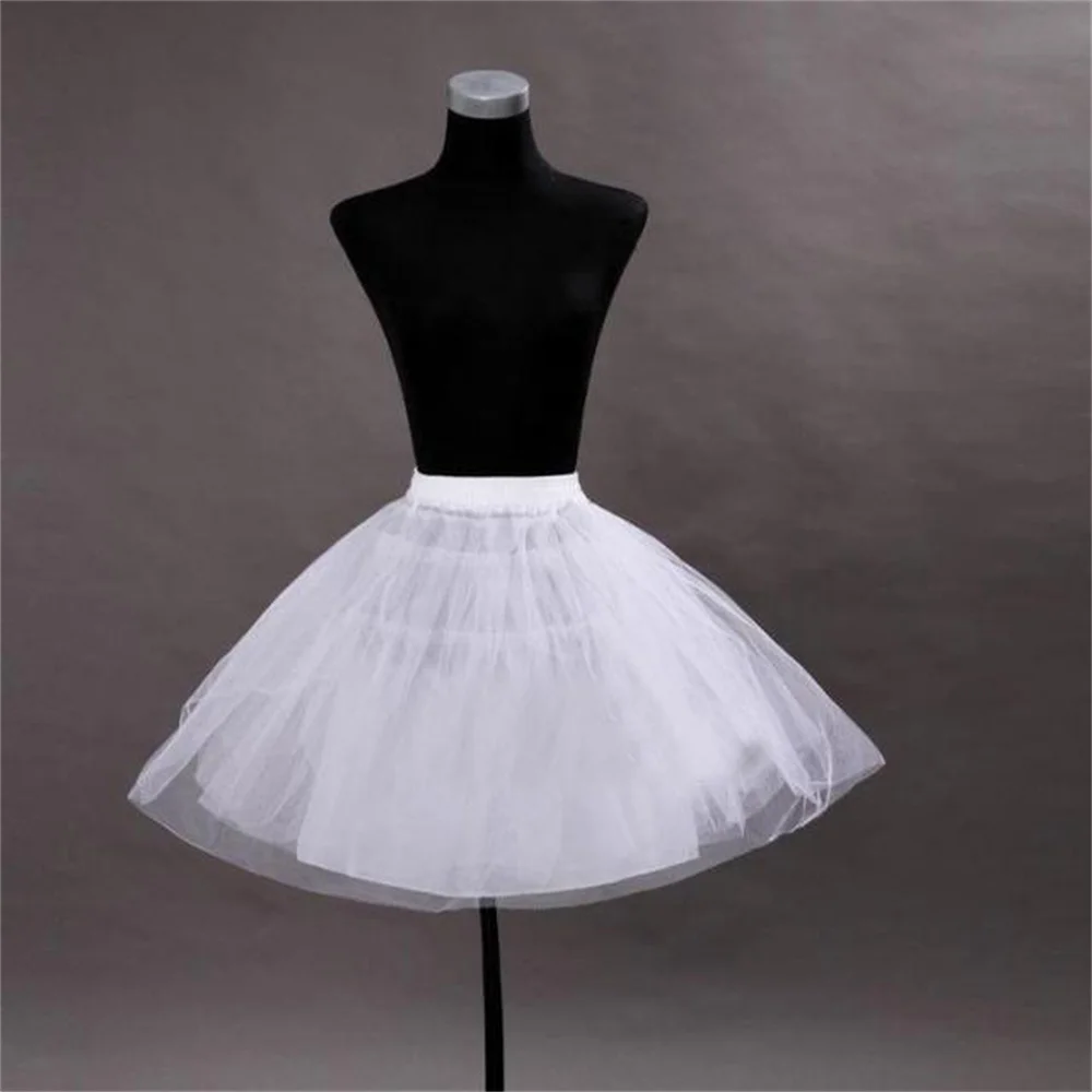 Cheep White Lolita Flower Girl Ballet Petticoat Tulle Ruffle Short Crinoline Skirt Lady Child Underskirt Elegant Kids Ball Gowns