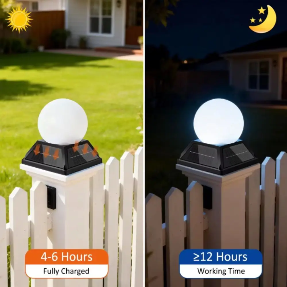 Cap Light Round Ball Solar Post Light IP65 Waterproof Timer Solar Lamp Remote Control Modern Minimalist Solar Pillar Lamp Lawn