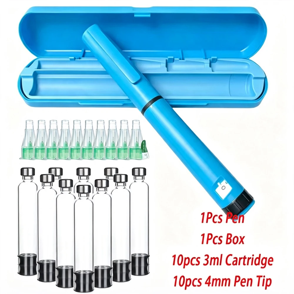 3ml Colorful Reusable Insulin Injection Pen Set with 32G 4MM Needle 3ml Cartridge 60U Peptide Pen Portable Case Dosage Control