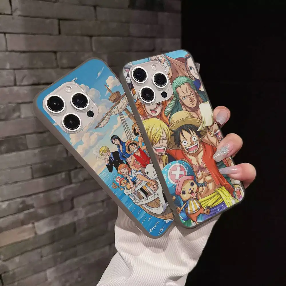 Shonen Anime O-One P-Piece For Phone 17 16 15 14 13 12 11 Pro Max Plus Pro Air Phone Case Corrugated Stripe Back Cover