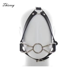 Thierry Head Harness Bondage  Open Mouth Metal O Ring Gag, Fetish SM Bondage Restraint Adult Games Products Sex Toys for Women