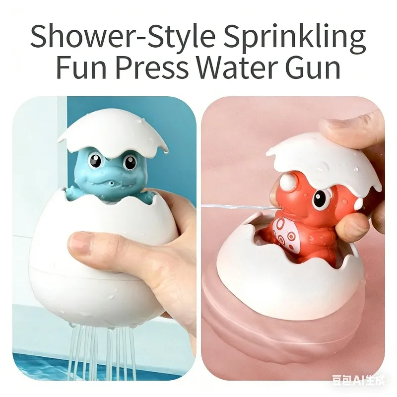 Baby Shower Toys with Water Spray Baby Dinosaurs Floating Dinosaurs in The Bathroom Playing with Eggs Parent-child Interaction