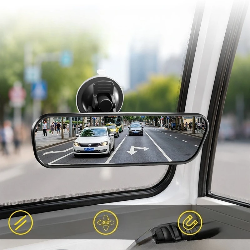 Interior Rear View Mirror 360° Rotates Car Rear Mirror Wide-angle Rearview Mirror Adjustable Suction Cup Car-styling Universal